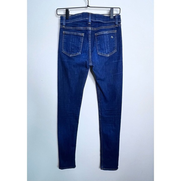 Rag & Bone Jeans Womens 26 High Rise‎ Skinny Dark Blue Wash Stretch Pockets Belt - Picture 8 of 16